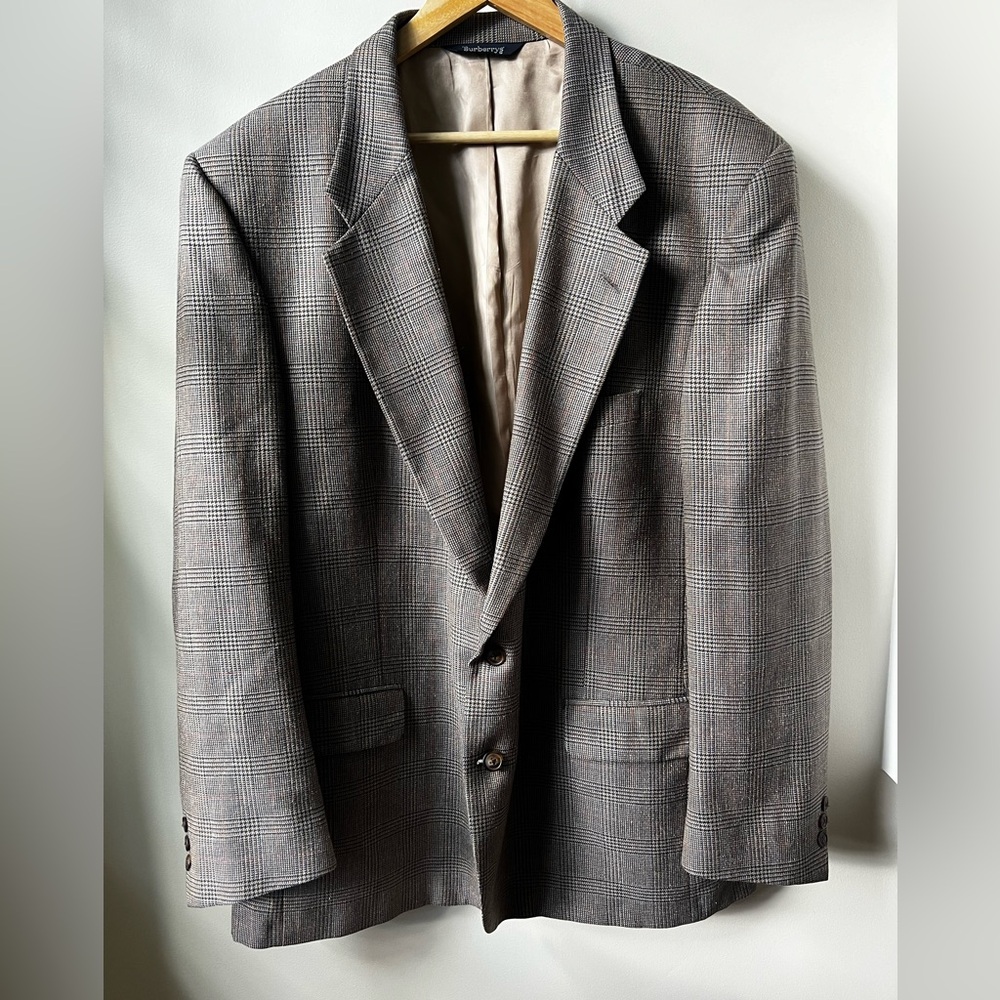 BURBERRY Vintage Plaid Windowpane Sport Coat Blazer Jacket Classic Luxury XXL
